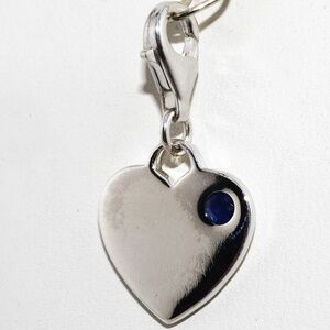 $395 .925 Sterling Silver .20CT Natural Blue Sapphire Solitaire Heart Pendant